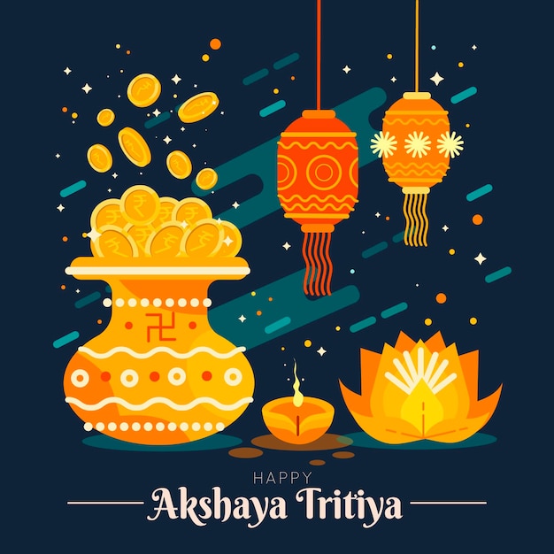 Vector flat akshaya tritiya illustration