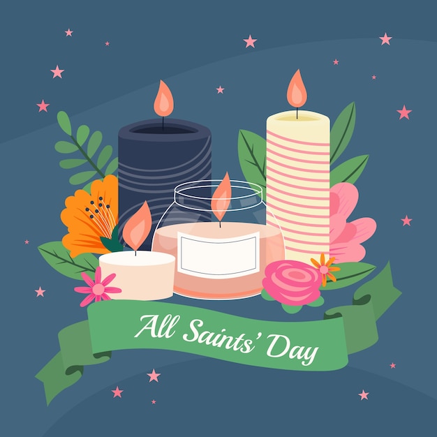 Flat all saints' day illustration