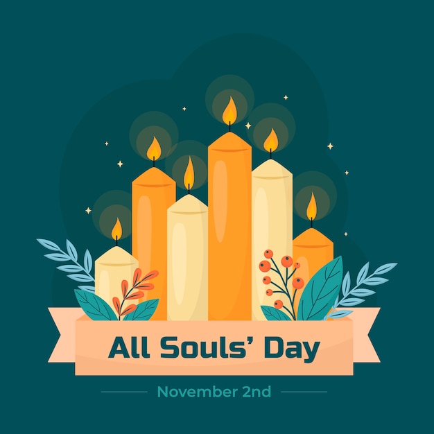 Flat all souls' day illustration