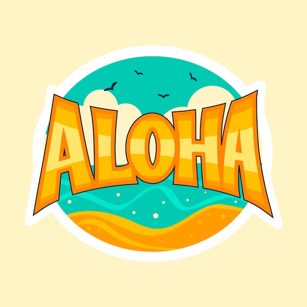 Flat aloha tekst illustratie