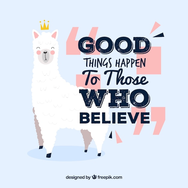 Vector flat alpaca with quote