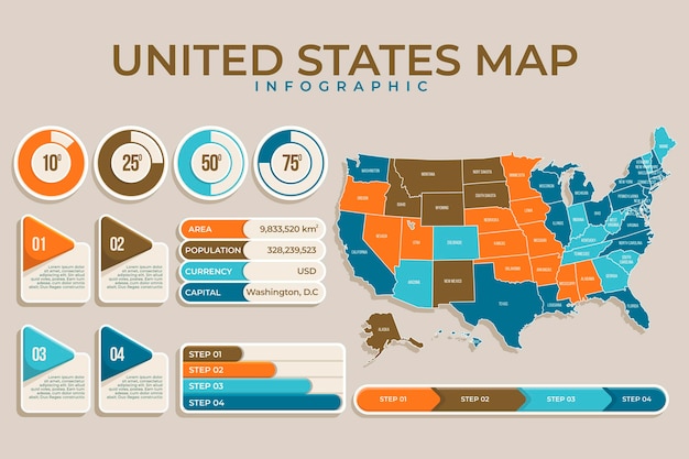 Vector flat america map infographic