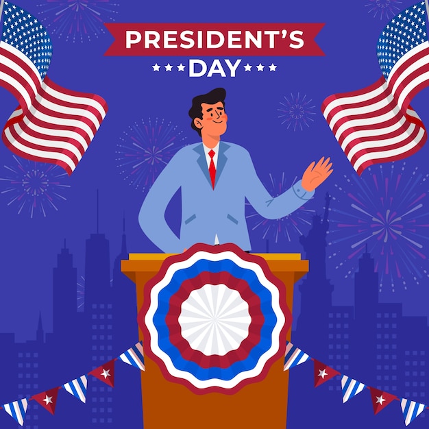 Vector flat american presidents day illustration