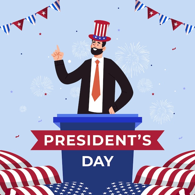 Flat american presidents day illustration