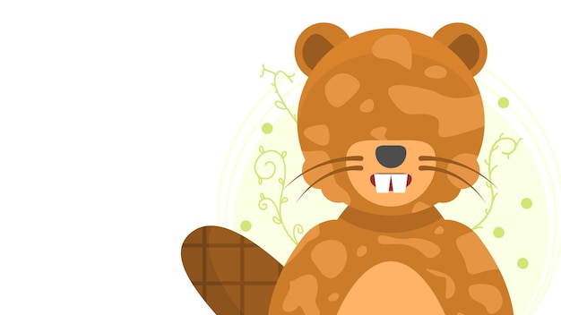 Vector flat animal beaver with spots vitiligo depigmentation disease vector design style concept people