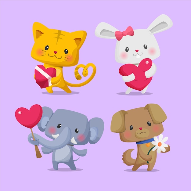 Vector flat animal characters collection