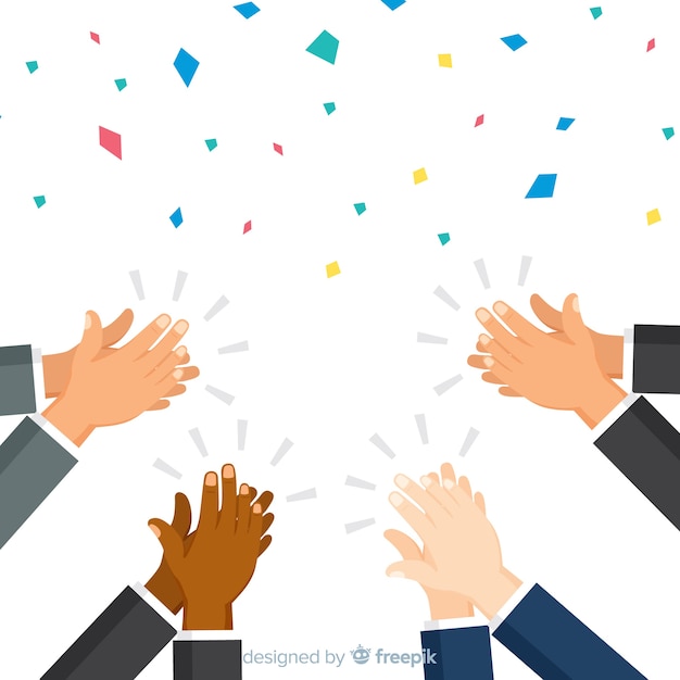 Flat applause with confetti background