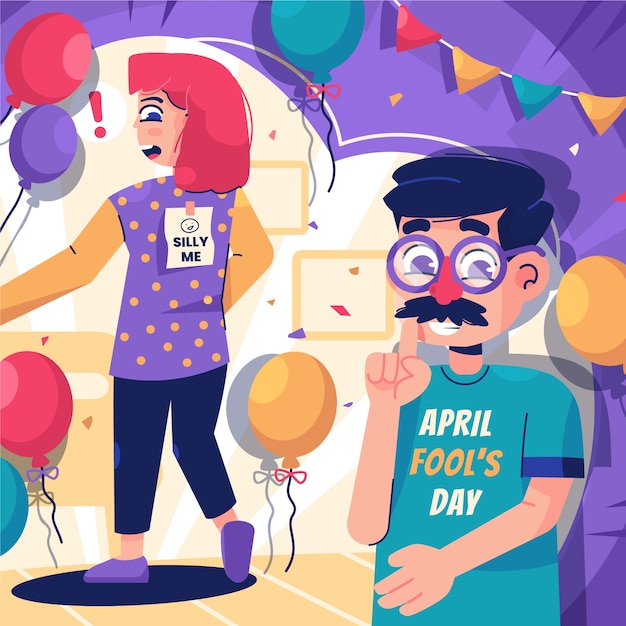 Flat april fools day illustration