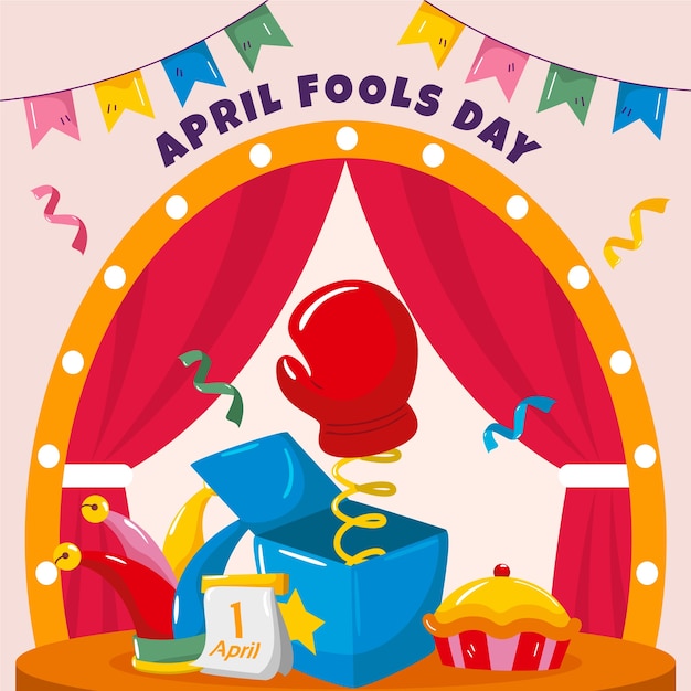 Flat april fools day illustration