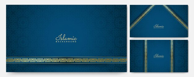 Flat arabic blue Islamic design background