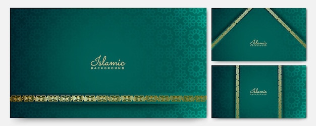 Flat arabic green Islamic design background