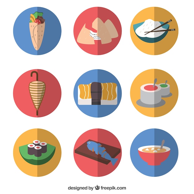 Flat arabic and oriental food icons