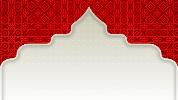 Flat arabic red Islamic design background Universal ramadan kareem banner background with lantern moon islamic pattern mosque and abstract luxury islamic elements