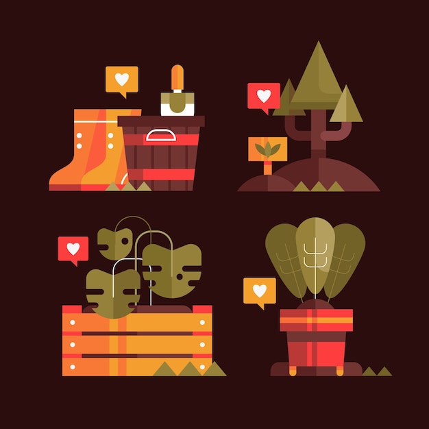 Flat arbor day elements collection