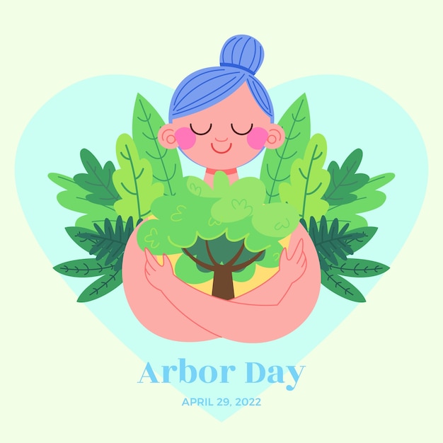 Flat arbor day illustration