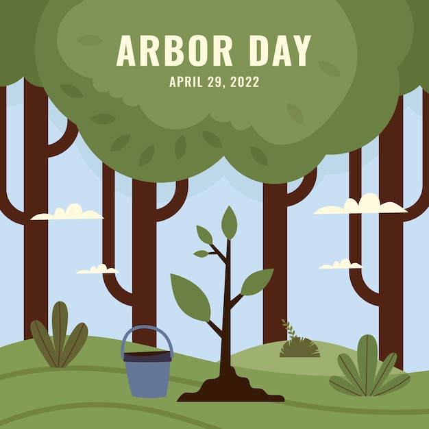 Vector flat arbor day illustration