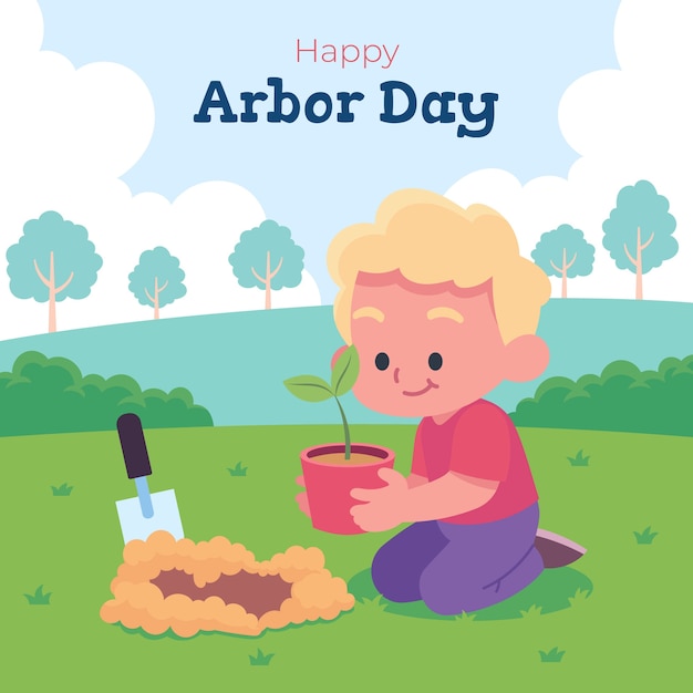 Vector flat arbor day illustration