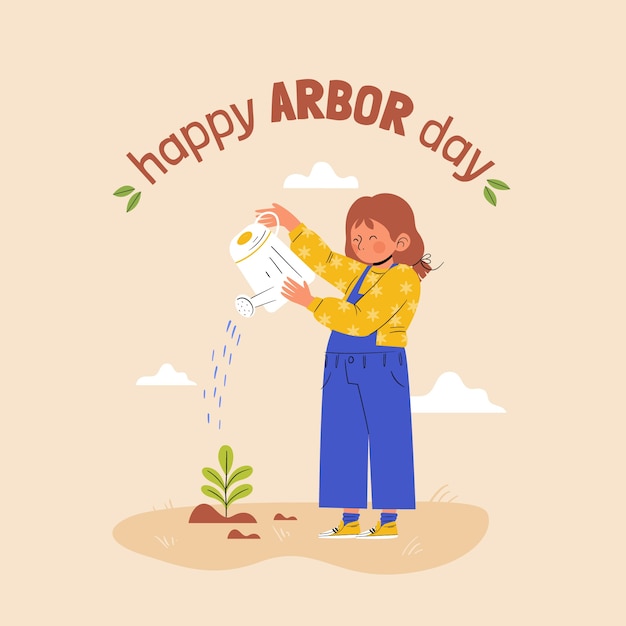 Vector flat arbor day illustration