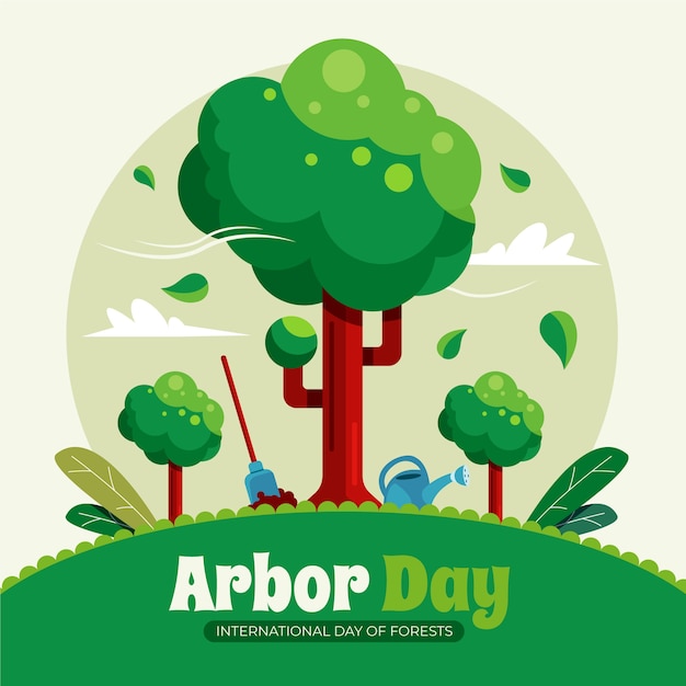 Flat arbor day illustration