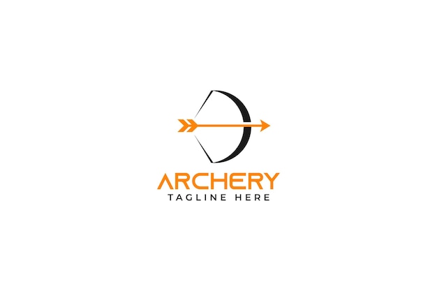 Flat archery bow and arrow logo design vector illustration idea