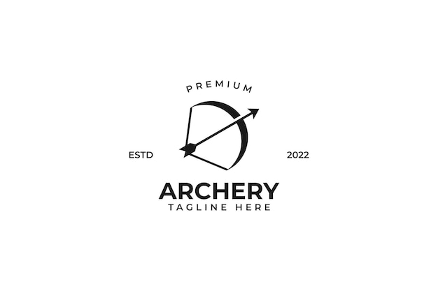 Flat archery bow and arrow logo design vector illustration idea