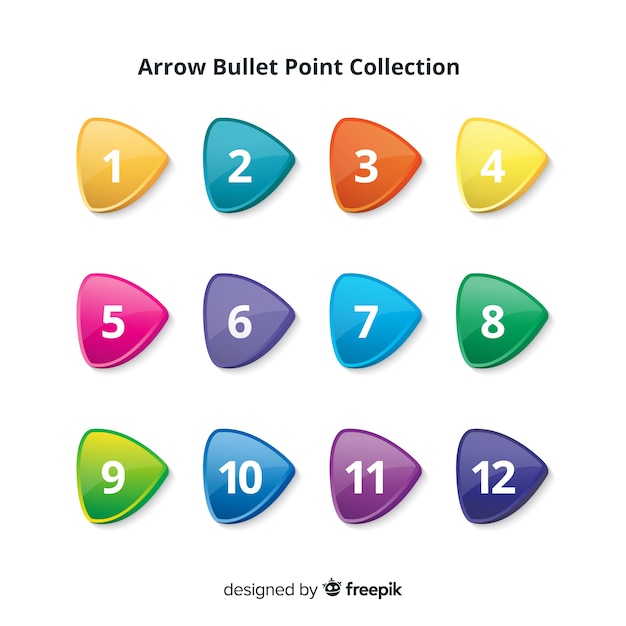 Flat arrow bullet point collection