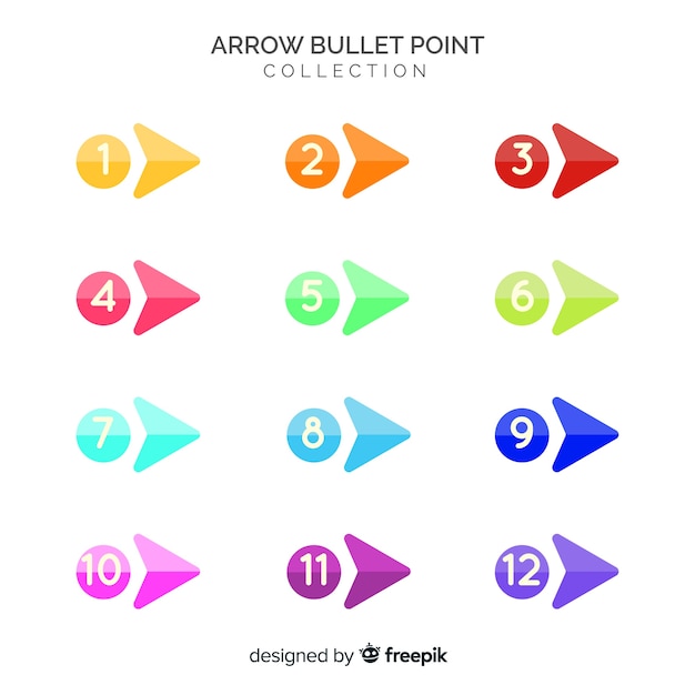 Flat arrow bullet point collection