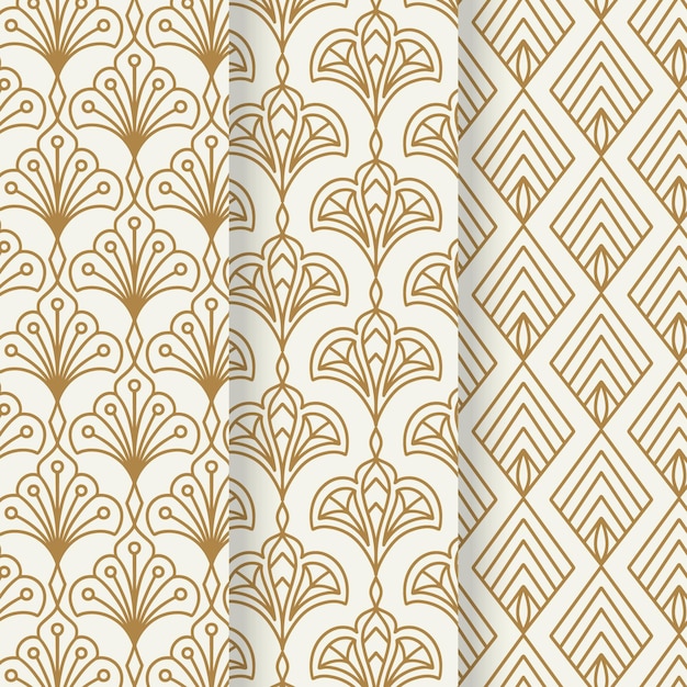 Vector flat art deco pattern collection