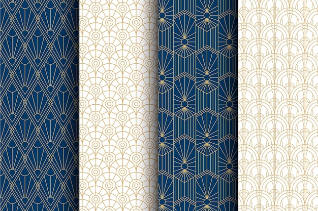 flat art deco pattern collection