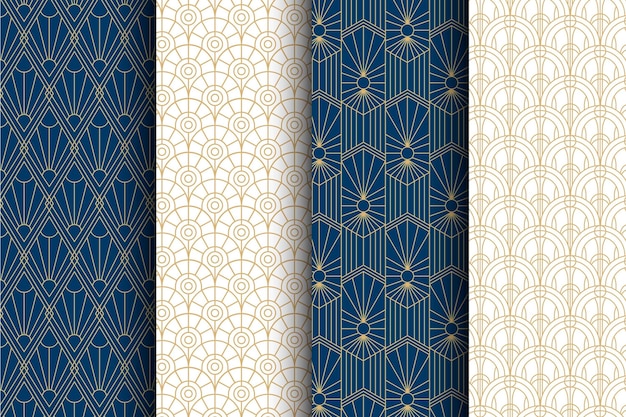 Flat art deco pattern collection