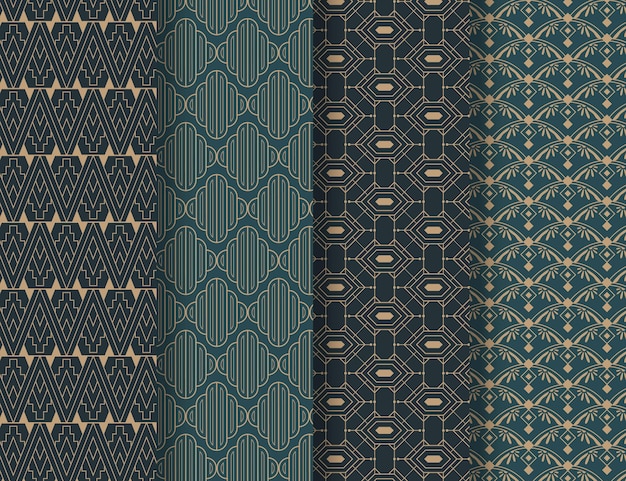 Flat art deco pattern collection