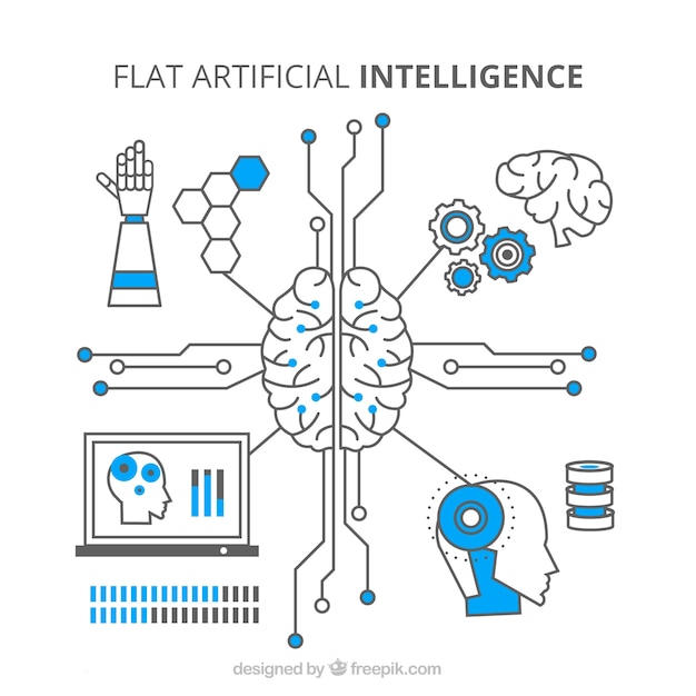 Vettore sfondo piatto di intelligenza artificiale