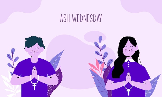 Flat ash wednesday cerebration concept illustration