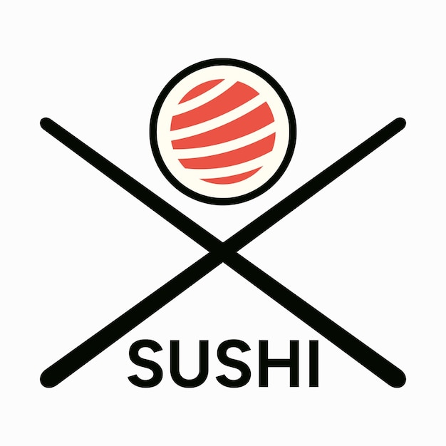 Cibo asiatico piatto. modello vettoriale logo sushi e bacchette