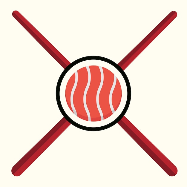 Flat asian food. sushi and chopsticks logo vector template