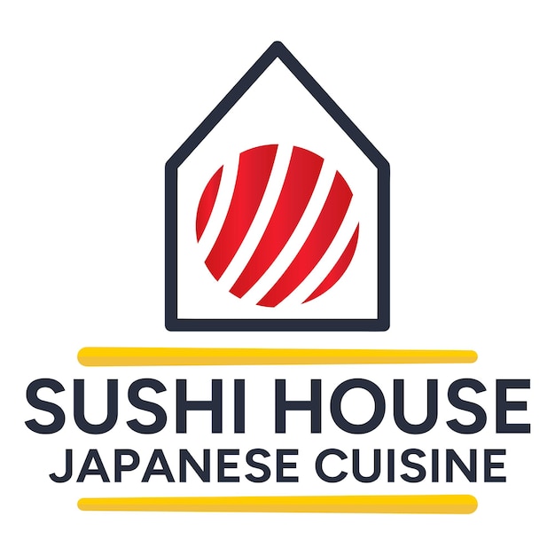 Flat Asian Food. Sushi House, Japanese Cuisine logo vector template