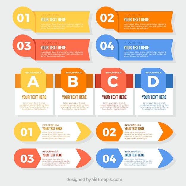 Плоский ассортимент великолепных инфографических предметов