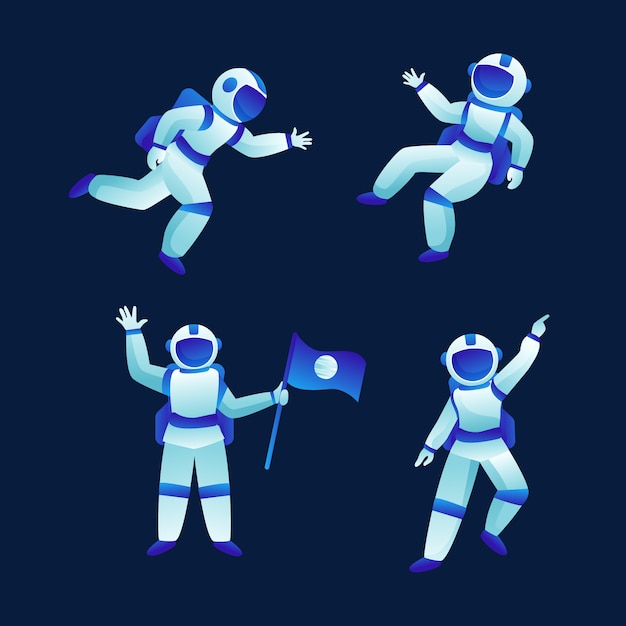 Flat astronaut character collection