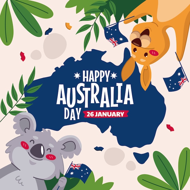 Flat australia day illustration