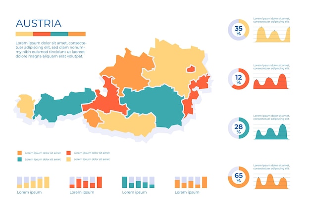 Плоская австрия карта инфографики