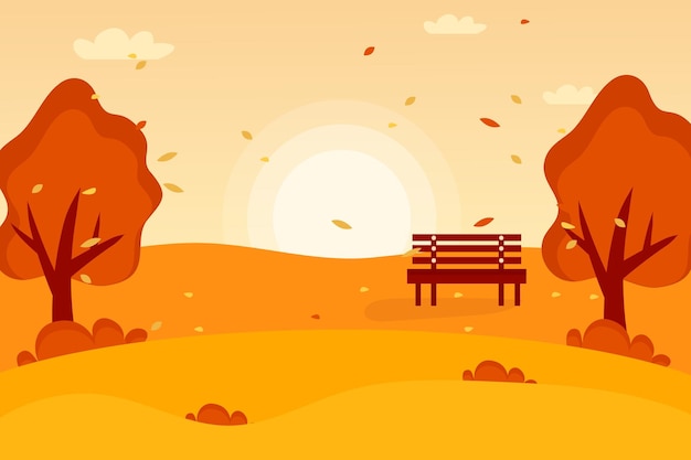 Vector flat autumn background view vector illustration