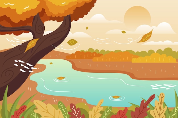 Vector flat autumn background