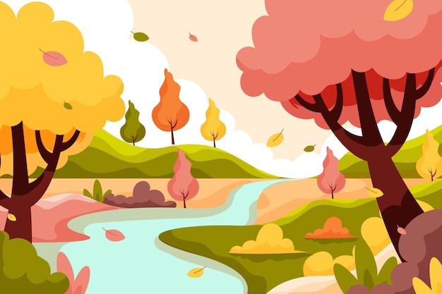 Vector flat autumn background