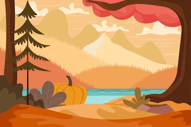 Vector flat autumn background