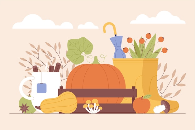 Vector flat autumn celebration illustration