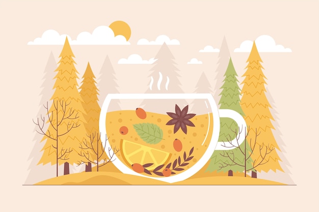 Flat autumn celebration illustration