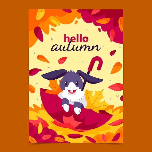 Vector flat autumn celebration vertical poster template