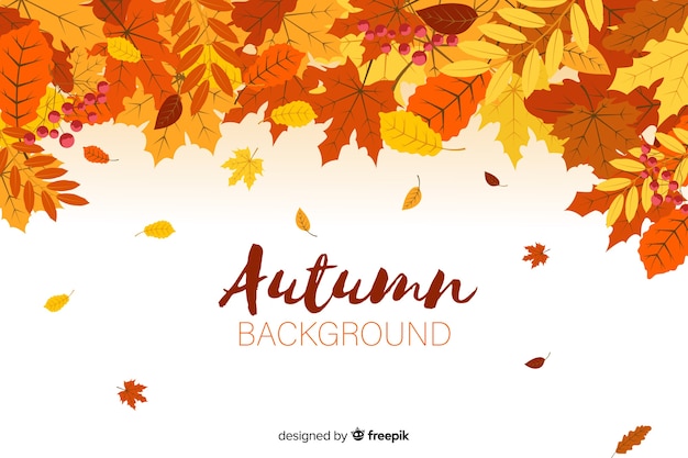 Vector flat autumn forest leaves background