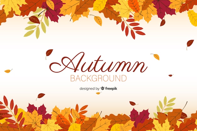 Flat autumn forest leaves background