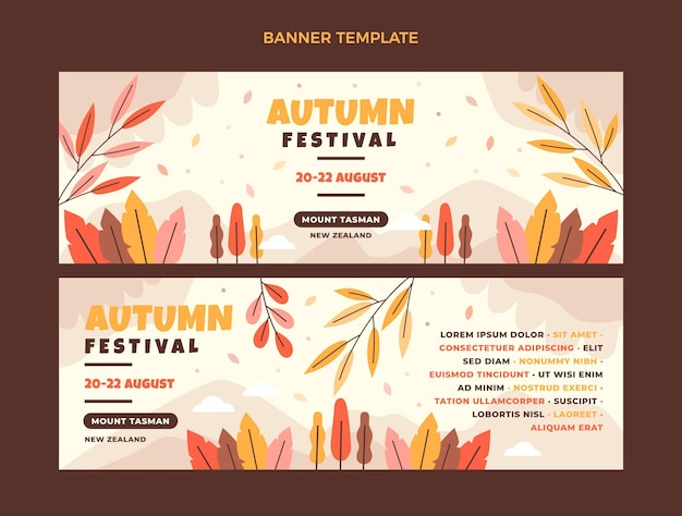 Flat autumn horizontal banners set